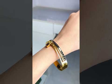Lock Enamel Luxury 18K Gold Stainless Steel Kada Bracelet Women Bulk