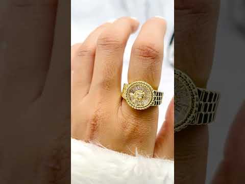 Round Baguette CZ 18K Gold Anti Tarnish Adjustable Band Ring Bulk