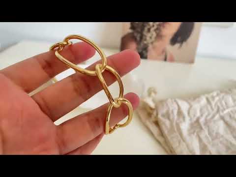 Big Links 18K Gold Anti Tarnish Cuff Bracelet For Women Bulk