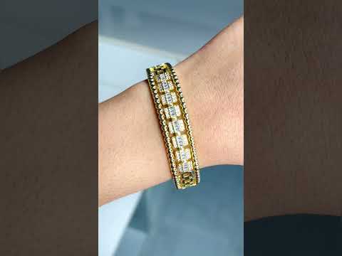 Smart Geometric Baguette Cubic Zirconia 18K Gold Cuff Bangle Bulk