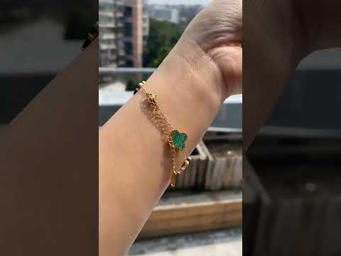 Clover Green Labradorite 18K Gold Stainless Steel Bracelet Women Bulk