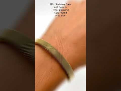 Slim Mesh 18K Gold Stainless Steel Cuff Kada Bangle Bracelet Men Bulk