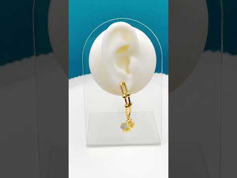 Clover Flower 18K Gold CZ Stainless Steel Dangler Earring Bulk