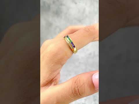 Ruby Red Copper Zig Zag Cubic Zirconia 18K Gold Open Back Ring Bulk