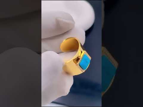 Turquoise Smart 18K Gold Stainless Steel Open Back Band Ring Bulk