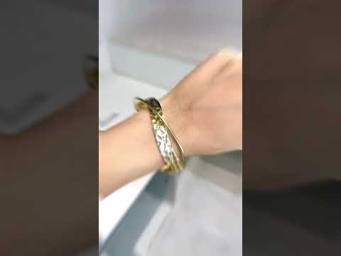 Dented Cross Over 18K Gold Anti Tarnish Bracelet Cuff For Women Bulk
