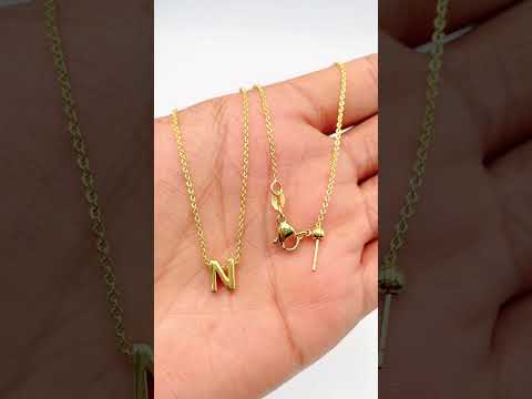 Initial Alphabet Gold Letter A Necklace Pendant Chain Bulk