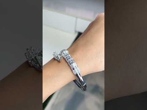 Gothic Nail Baguette CZ 18K Gold Openable Kada Bracelet Bulk