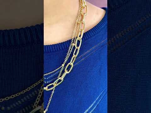 Dog Tag CZ 18K Gold Anti Tarnish Three Layer Link Chain Necklace Bulk
