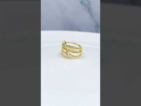 Baguette Cubic Zirconia Silver Anti Tarnish Adjustable Ring Women Bulk