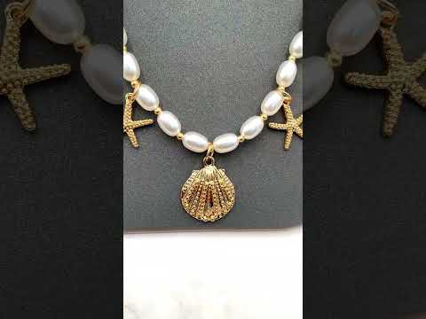 Star Fish Shell Charm Pearl White 18K Gold Anti Tarnish Necklace Bulk