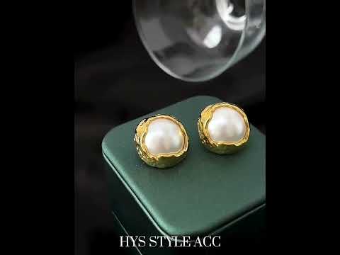 Wrapped Beaten 18K Gold Pearl Stud Earring For Women Bulk