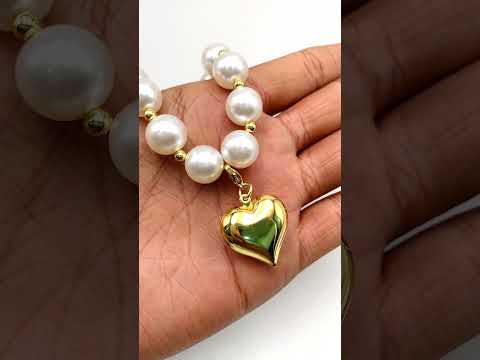Heart Pearl White 18K Gold Anti Tarnish Necklace For Women Bulk