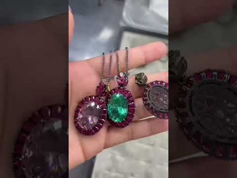 Antique Style Oval Black CZ Anti Tarnish Copper Pendant Chain Wholesale