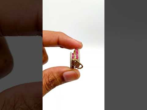 Zip Crystal CZ Red 18K Gold Anti Tarnish Adjustable Ring Bulk