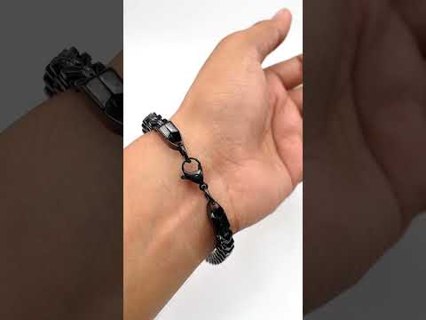 316L Stainless Steel Black Rhodium Wheat Design Men Bracelet Bulk