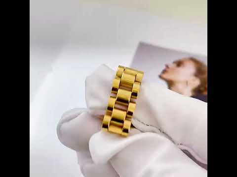 Luxury Watch Band 18K Gold Stainless Steel Flexible Ring Men Bulk