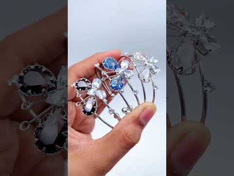 Butterfly White Silver CZ Copper Anti Tarnish Cuff Bracelet Bulk