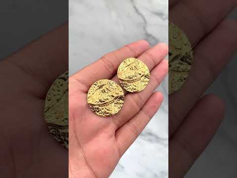 Glossy Dented 18K Gold Stainless Steel Anti Tarnish Stud Earring Bulk