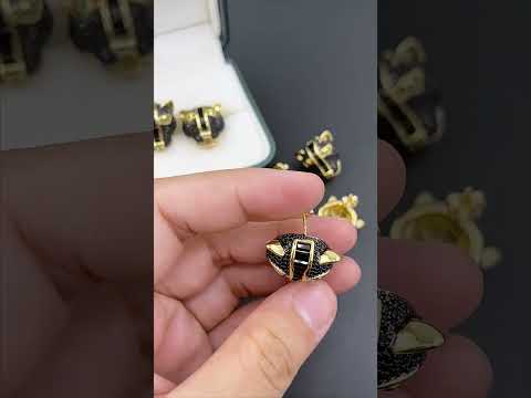 Panther Cubic Zirconia 18K Gold Black Anti Tarnish Stud Earring Bulk