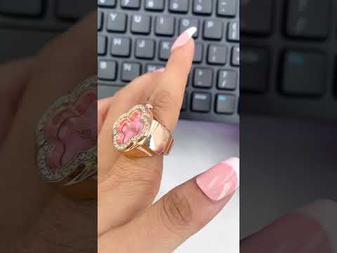 Clover Flower Green Dial Gold CZ Anti Tarnish Watch Ring Bulk