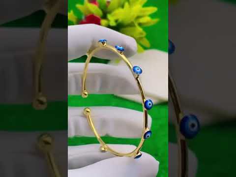 Nine Evil Eye 18K Gold Anti Tarnish Gold Cuff Kada Bangle Bulk
