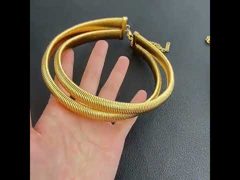 Dual Wrap Layer Snake Smooth 18K Gold Anti Tarnish Stainless Steel Choker Necklace For Women