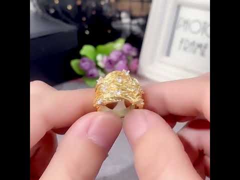 Luxury Rustic Style Gold CZ Copper Anti Tarnish Ring For Women Bulk