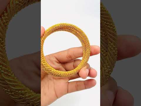 Twister 22K Gold Plated Slim Gold Bangle Pair Set Of 2 For Women Bulk