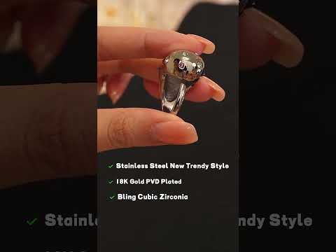 Bubble Glossy CZ 18K Gold Anti Tarnish Adjustable Free Size Ring Bulk
