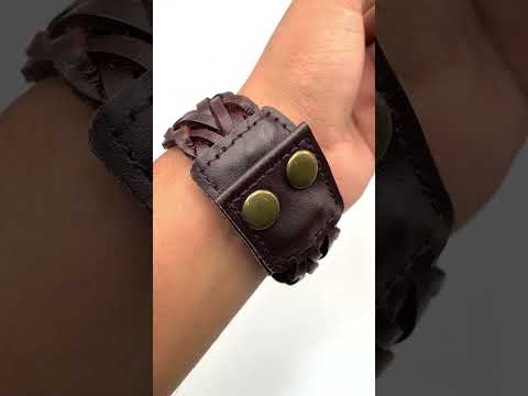 Braided Biker Funky Handcrafted Brown Leather Wrist Band Bracelet