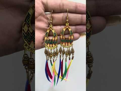 Bohemian Slim Multicolor Rose Gold Hanging Dangle Earring Bulk