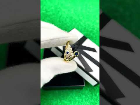 Evil Eye Blue Gold CZ Adjustable Free Size Band Ring Gift Bulk