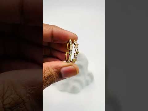 Dual Layer Fancy 18K Gold CZ Anti Tarnish Free Size Ring Bulk