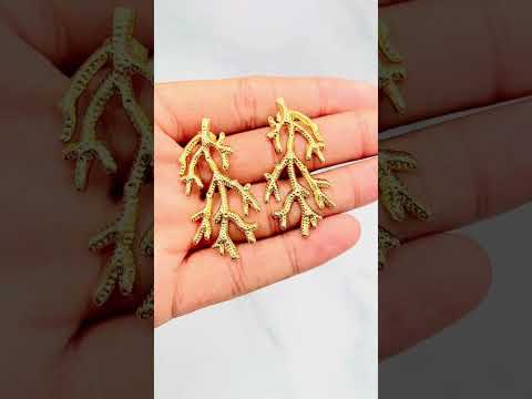 Tree Root Stainless Steel 18K Gold Anti Tarnish Dangler Earring Bulk