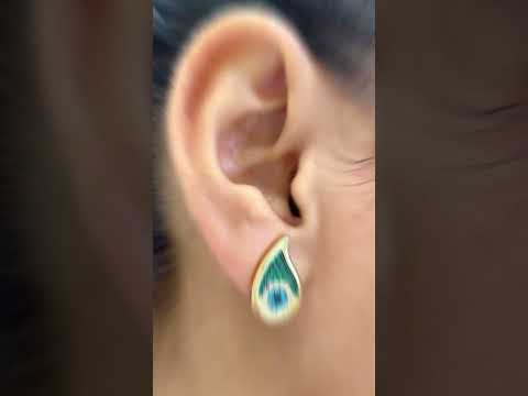 Drop Evil Eye Green 18K Gold CZ Crystal Anti Tarnish Stud Earring Bulk