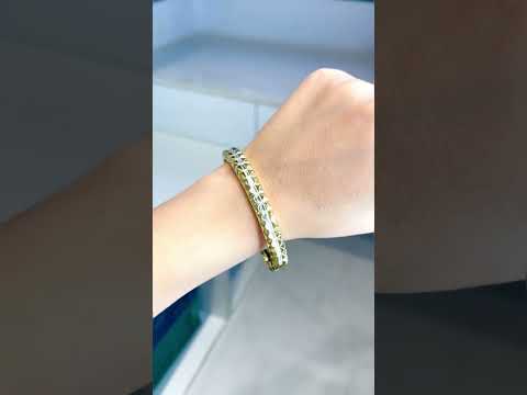 Checkered Baguette Cubic Zirconia 18K Gold Openable Kada Bangle Bulk