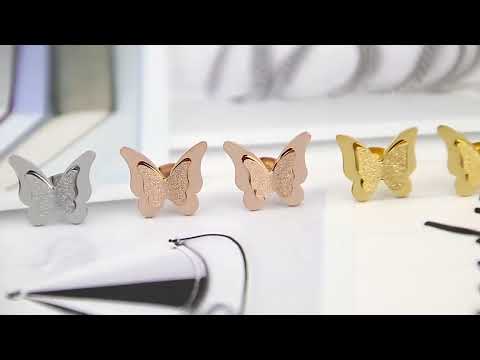 Copper Butterfly Rose Gold Stud Earring Pair For Women Bulk