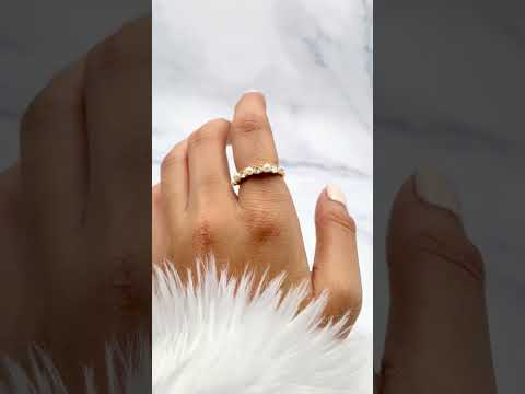 CZ Pearl Surface White 18K Gold Anti Tarnish Adjustable Band Ring Bulk