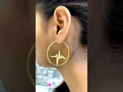 Heart Beat 18K Gold Anti Tarnish Hoop Stainless Steel Earring Bulk