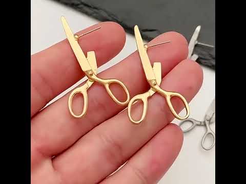 Funky Scissor Design Gold Silver Plated Drop Earrings For Women Bulk