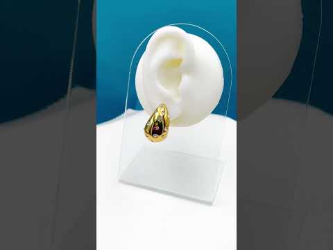 Bottega Paisley Mango Snail Cubic Zirconia Stainless Steel 18K Gold 32mm Stud Earring for Women