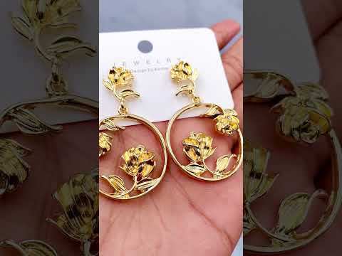 Flower 18K Gold Anti Tarnish Dangler Earring For Women Bulk