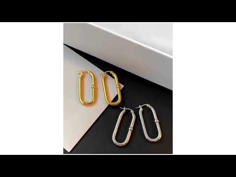 Slim 316L Stainles Steel Anti Tarnish Oval Hoop Earring for Women