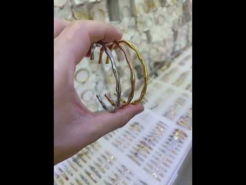 Bamboo 18K Gold Stainless Steel Kada Cuff Bangle For Women Bulk