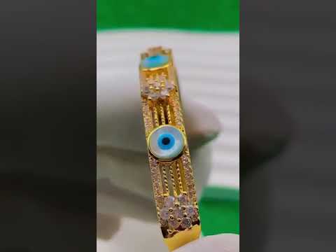 Flower Nakshatra Triple Evil Eye 18K Gold Openable Kada Bracelet Bulk