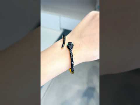 Black CZ Gold Stainless Steel Anti Tarnish Openable Kada Bangle Bulk