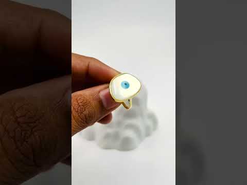 Fancy Shape Evil Eye Mother Of Pearl Gold Anti Tarnish Ring Bulk