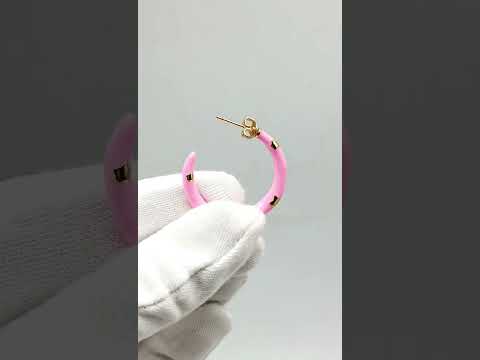Pink Enamel 18K Gold Anti Tarnish Hoop Earring For Women Bulk