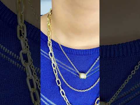 Drum CZ 18K Gold Anti Tarnish Three Layer Link Chain Necklace Bulk